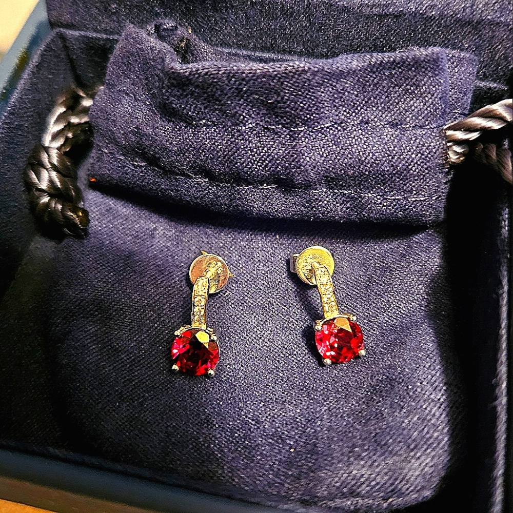 Brand New with Certificate Garnet and Diamond earrings in